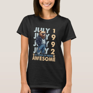 33e verjaardag Beer Legends Juli 1992 33 jaar oud T-shirt