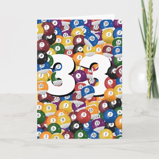 33e verjaardag biljartballen kaart (Voorkant)