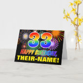33e verjaardag: Brutaal, Leuk, Vuurwerk, Regenboog Kaart (Gele Bloem)