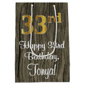 33e verjaardag: Elegant Faux Gold Look #, Faux Woo Medium Cadeauzakje (Achterkant)