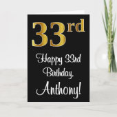 33e verjaardag ~ Elegant Luxe Faux Gold Look # Kaart (Voorkant)