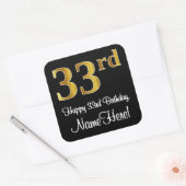 33e verjaardag - Elegant luxe Faux Gold-look # Vierkante Sticker (Envelop)
