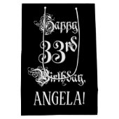 33e verjaardag: Fancy, elegant script + aangepaste Medium Cadeauzakje (Achterkant)
