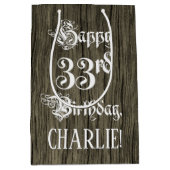 33e verjaardag: Fancy, Faux Wood Kijk + Aangepaste Medium Cadeauzakje (Voorkant)