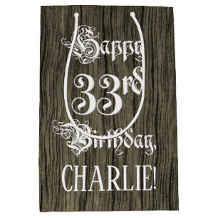 33e verjaardag: Fancy, Faux Wood Kijk + Aangepaste Medium Cadeauzakje