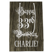 33e verjaardag: Fancy, Faux Wood Kijk + Aangepaste Medium Cadeauzakje (Achterkant)