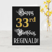 33e verjaardag — Fancy script; Faux Gold Kijk; naa Kaart (Gele Bloem)