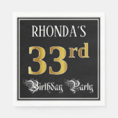 33e verjaardag — Fancy script, Faux Gold look Servet (Voorkant)