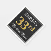 33e verjaardag — Fancy script, Faux Gold look Servet (Hoek)