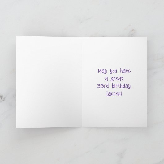 33e verjaardag: Floral Flowers Number, Custom Name Kaart (Binnen)