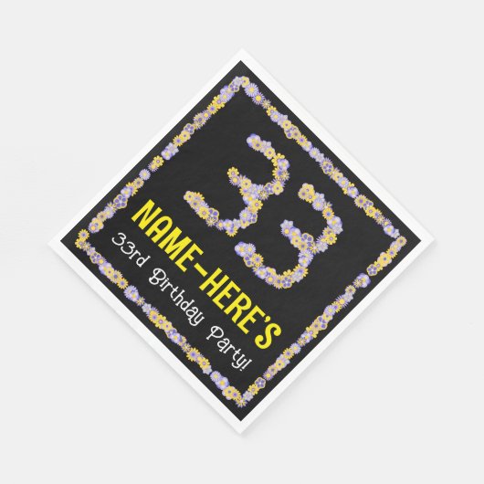 33e verjaardag: Floral Flowers Number, Custom Name Servet (Hoek)