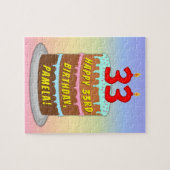 33e verjaardag: Fun Cake and Candles + Custom Name Legpuzzel (Horizontaal)
