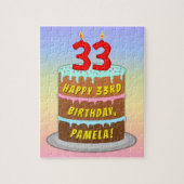 33e verjaardag: Fun Cake and Candles + Custom Name Legpuzzel (Verticaal)