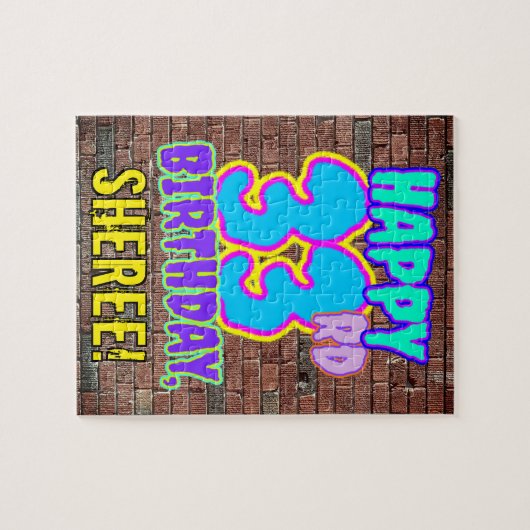 33e verjaardag ~ Fun, geïnspireerd door Urban Graf Legpuzzel (Horizontaal)