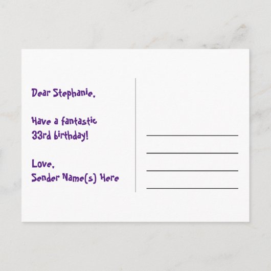 33e verjaardag: Fun Hearts Pattern, Rainbow 33 Briefkaart (Achterkant)