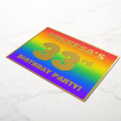 33e verjaardag: Fun, kleurrijk regenboogpatroon Folie Uitnodiging (Gedraaid)