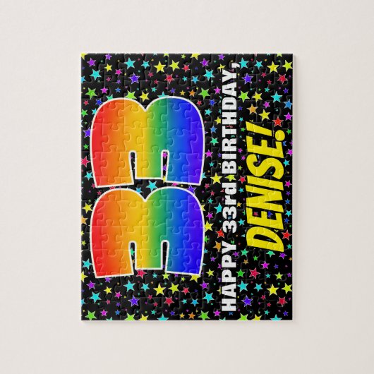 33e verjaardag — Fun, kleurrijk Star Field Pattern Legpuzzel (Verticaal)