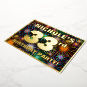 33e verjaardag — Fun, kleurrijke Fireworks look Folie Uitnodiging (Gedraaid)