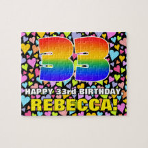 33e verjaardag — Fun, liefhebbende hartvormen + "3