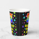 33e verjaardag: Fun Stars Pattern en Rainbow 33 Papieren Bekers (Rechts)