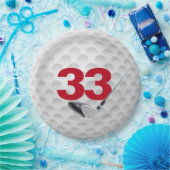 33e verjaardag golfbal ontwerp papieren bordje (Feest)