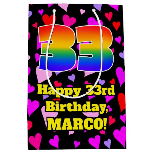 33e verjaardag: Heatten, regenboognr. 33 Medium Cadeauzakje (Voorkant)