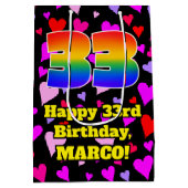 33e verjaardag: Heatten, regenboognr. 33 Medium Cadeauzakje (Achterkant)