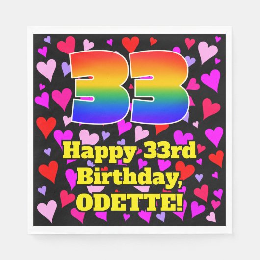 33e verjaardag: Heatten, regenboognr. 33 Servet (Voorkant)