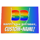 33e verjaardag: kleurrijk, vun regenboogpatroon # groot cadeauzakje (Voorkant)