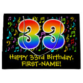 33e verjaardag - Kleurrijke muzieksymbolen, Rainbo Groot Cadeauzakje (Voorkant)