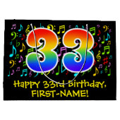 33e verjaardag - Kleurrijke muzieksymbolen, Rainbo Groot Cadeauzakje (Achterkant)