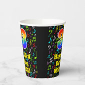 33e Verjaardag: Leuk Muzieknoten Patroon, Regenboo Papieren Bekers (Links)
