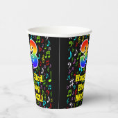 33e Verjaardag: Leuk Muzieknoten Patroon, Regenboo Papieren Bekers (Rechts)