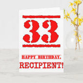 33e verjaardag: Leuk, rood rubberen stempel geïnsp Kaart (Gele Bloem)