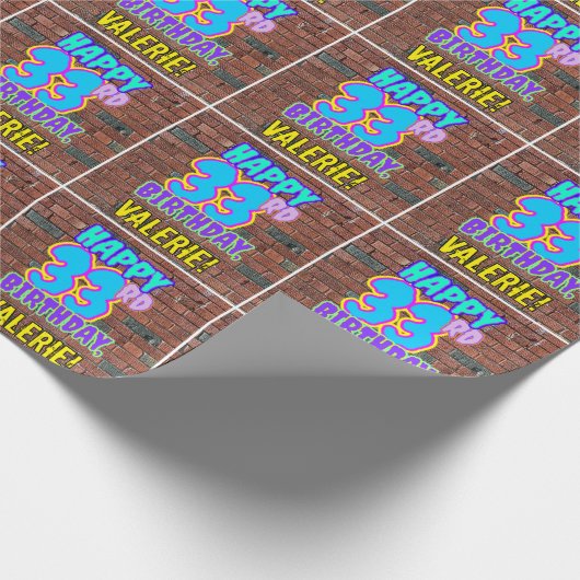 33e verjaardag: Leuk, Urban Graffiti geïnspireerd  Cadeaupapier (Hoek)