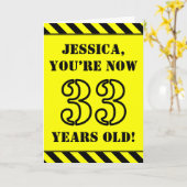 33e verjaardag: Leuke stencil stijl tekst, aangepa Kaart (Gele Bloem)