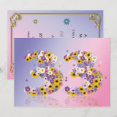 33e verjaardag, met bloembranen kaart (Voorkant / Achterkant)