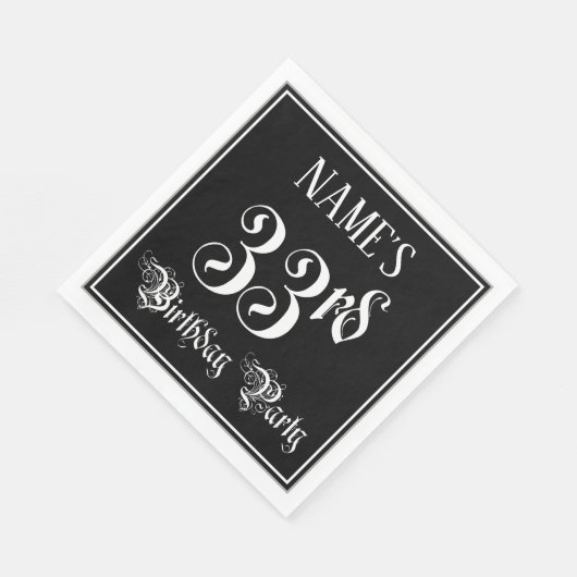 33e verjaardag Partij — Fancy Manuscript + de Naam Servet (Hoek)