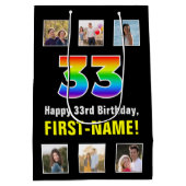 33e verjaardag: Regenboog "33", aangepaste foto's Medium Cadeauzakje (Achterkant)