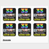 33e verjaardag: Regenboog "33"; Aangepaste foto's Vierkante Sticker (Vel)