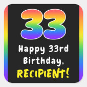 33e verjaardag: Regenboogspectrum # 33, Aangepaste Vierkante Sticker (Voorkant)