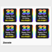 33e verjaardag: Regenboogspectrum # 33, Aangepaste Vierkante Sticker (Vel)