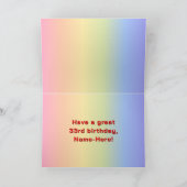 33e verjaardag: regenboogtekst, aangepaste foto's  kaart (Binnen)