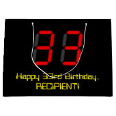 33e verjaardag: Rode digitale klok stijl "33" + na Groot Cadeauzakje (Voorkant)