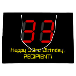 33e verjaardag: Rode digitale klok stijl "33" + na Groot Cadeauzakje