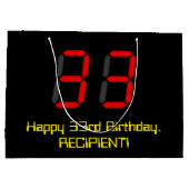 33e verjaardag: Rode digitale klok stijl "33" + na Groot Cadeauzakje (Achterkant)