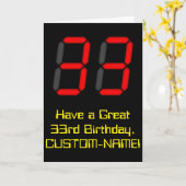 33e verjaardag: Rode digitale klok stijl "33" + na Kaart (Gele Bloem)
