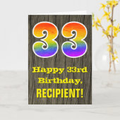 33e verjaardag: rustieke faux hout look, regenboog kaart (Gele Bloem)