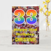 33e verjaardag; rustieke herfstbladeren; regenboog kaart (Gele Bloem)