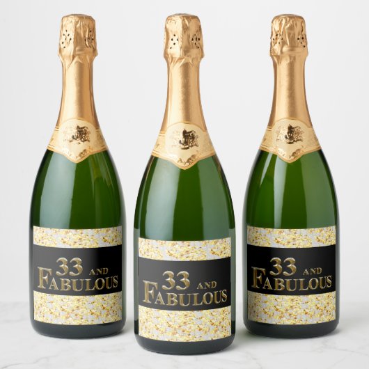33e verjaardag sparkling wijnetiket (Flessen)